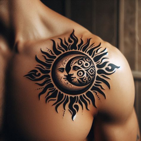 Arte de tatuagem 1 - Sol e Lua