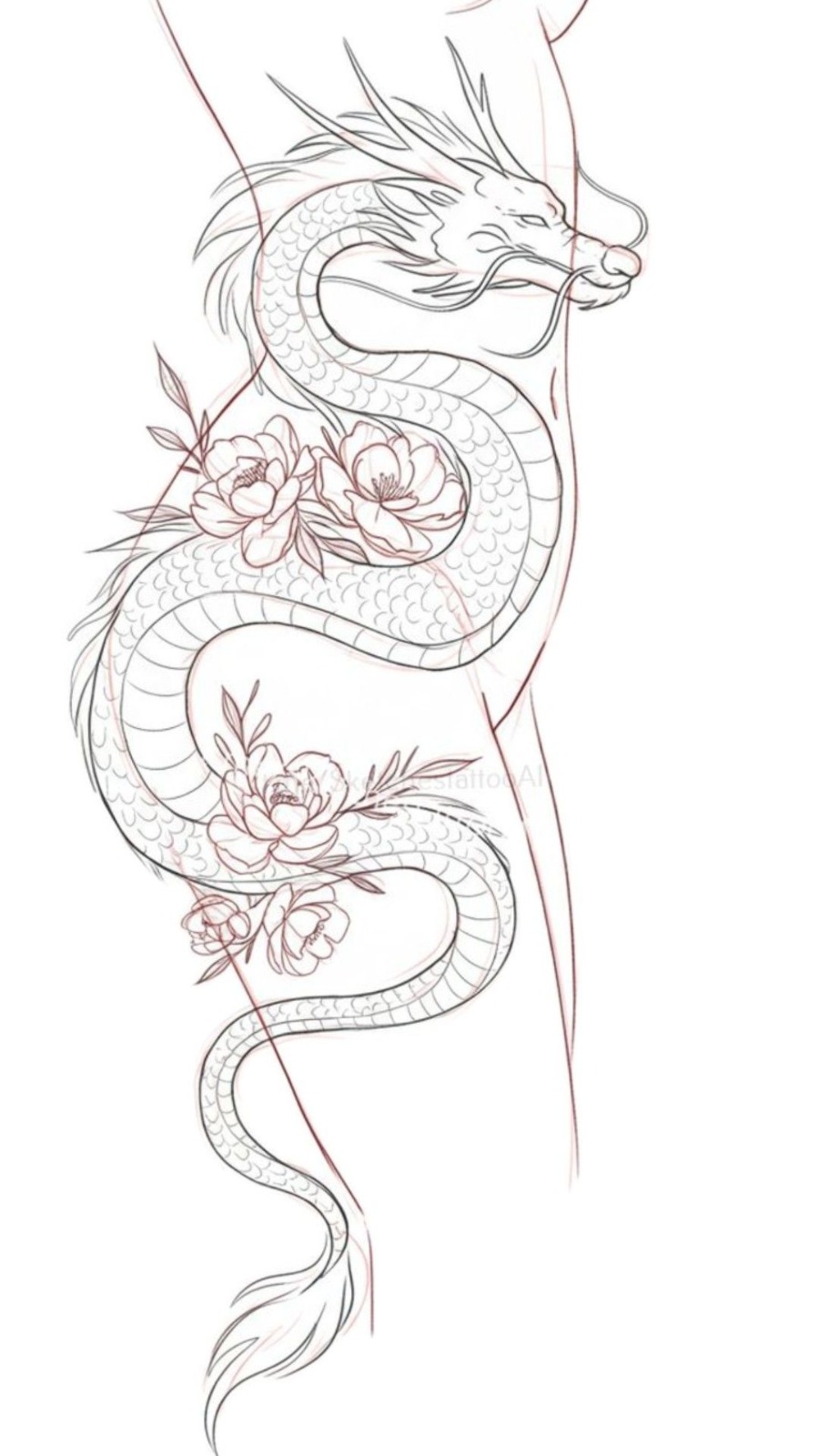 Arte de tatuagem 9 - Dragão Floral